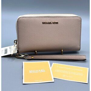 Michael Kors Jet Set Soft Pink Large Flat Multifunction Phone Case Wristlet READ